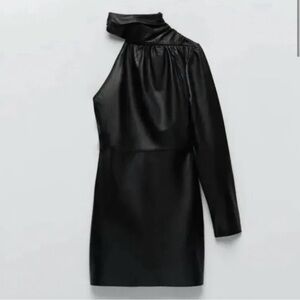 Zara leather asymmetric dress